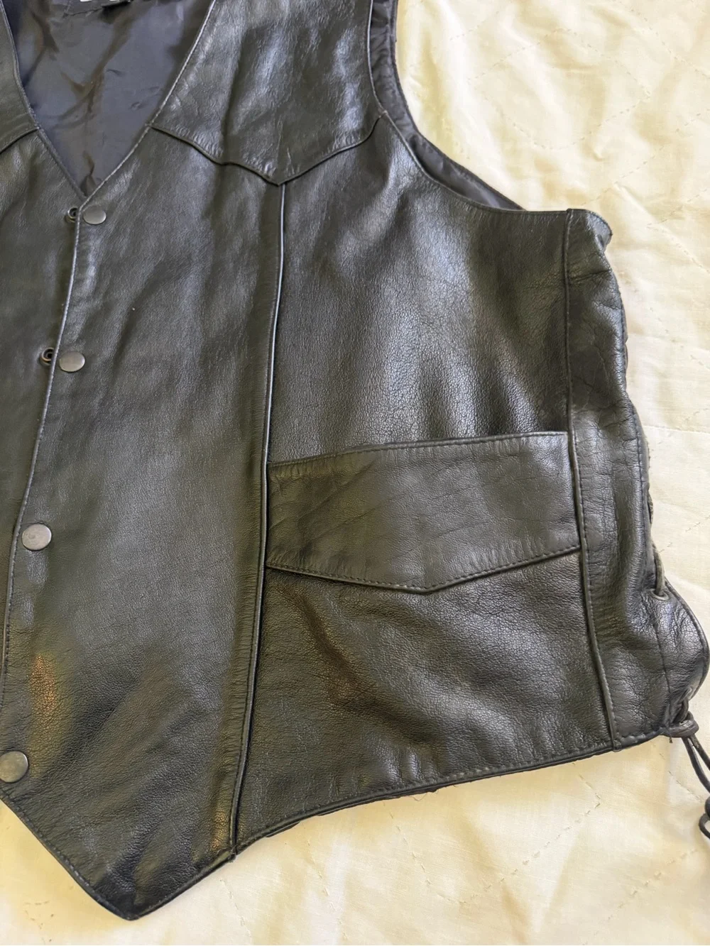 Classic Black Leather Vest - Unbranded Men's Motorcycle Vest
